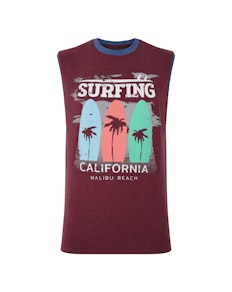 KAM Surfing Cali Ärmelloses T-Shirt Burgunderrot meliert